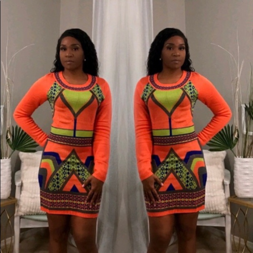 Geo mini sweater dress